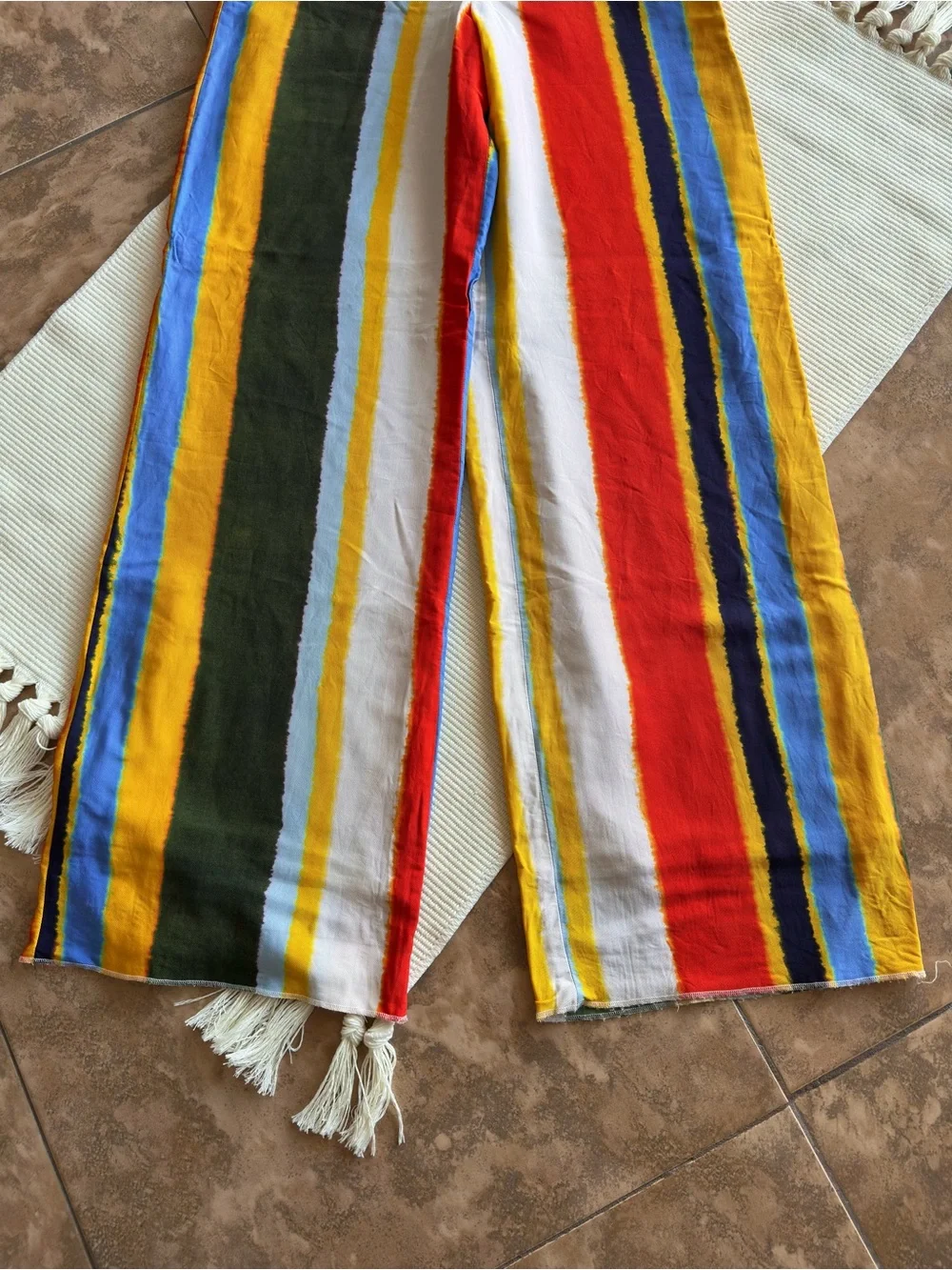 Tory Burch Fiona Wide Leg Pants Striped Multicolor High Rise